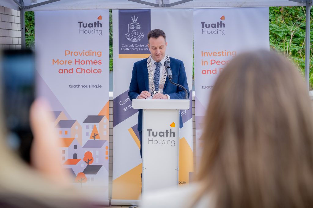Cathaoirleach Cllr Seán Kelly speaking at event