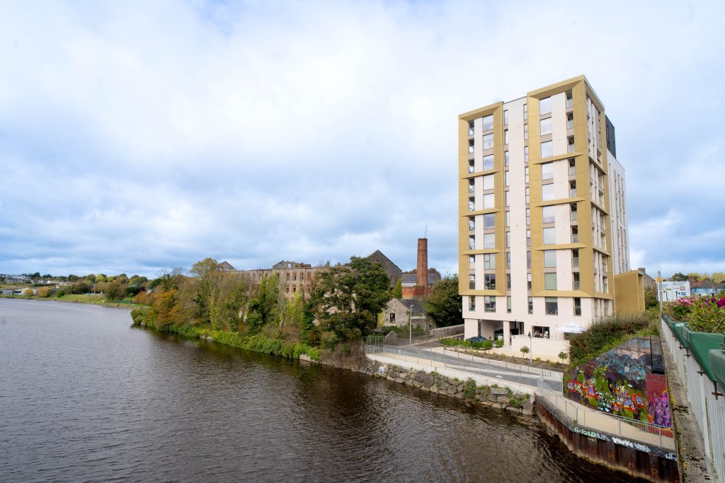 Friary Place view from bridge over River Boyne